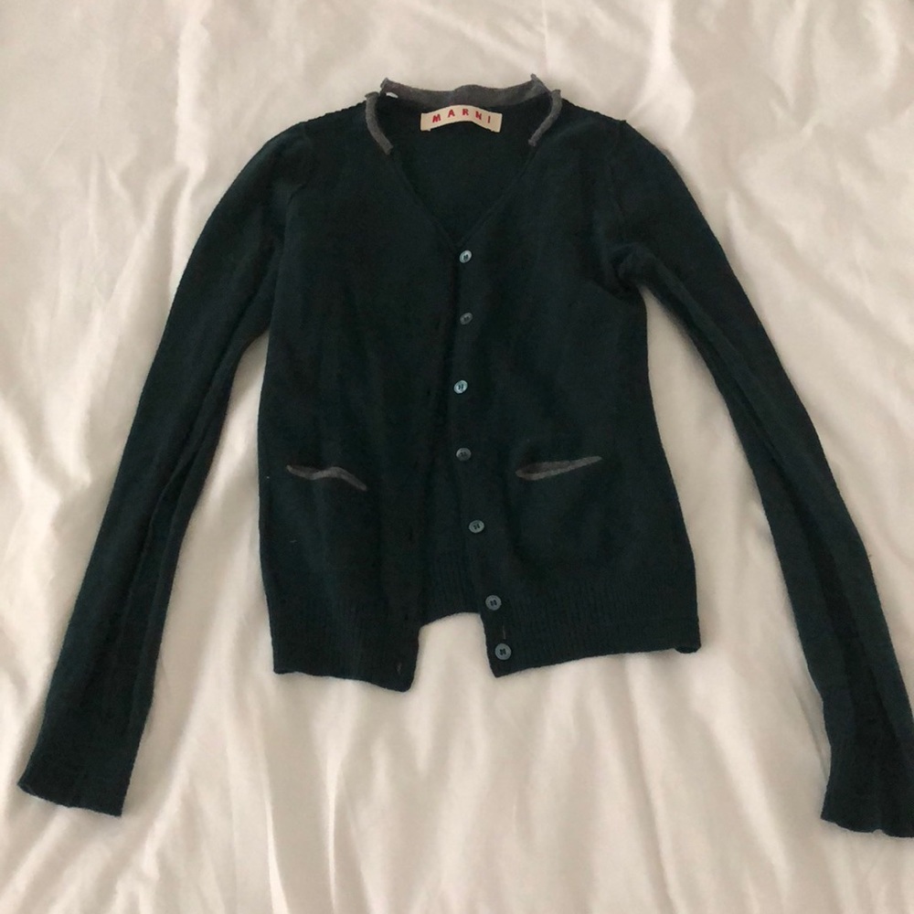 Marni green and grey wool cardigan